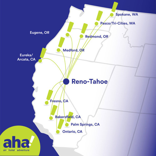 aha! inaugurates nonstop flights from Ontario to Reno-Tahoe hub with free tickets for the first 100&nbsp;passengers